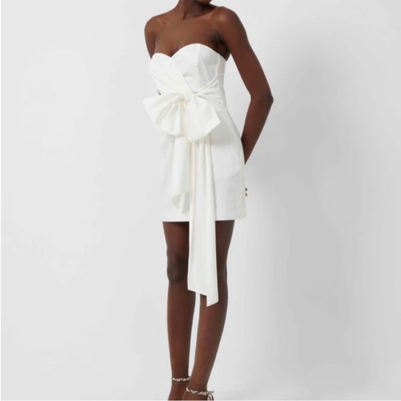 NWT French Connection Florida Summer Strapless Mini Party Dress White Size 10